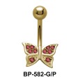 Stone Encrusted Butterfly Belly Piercing BP-582