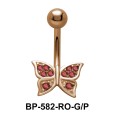 Stone Encrusted Butterfly Belly Piercing BP-582