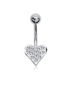 Stone Studded Heart Belly Piercing BP-585