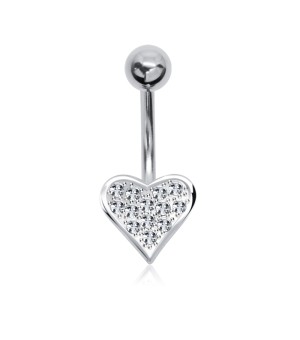 Stone Studded Heart Belly Piercing BP-585