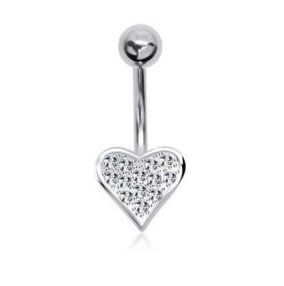 Stone Studded Heart Belly Piercing BP-585