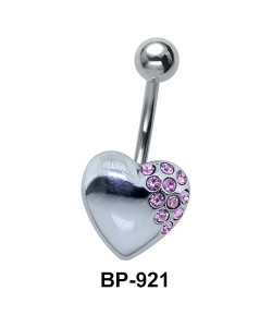 Stone Studded Heart Belly Piercing BP-921