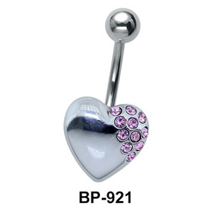 Stone Studded Heart Belly Piercing BP-921