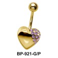 Stone Studded Heart Belly Piercing BP-921