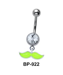 Fluorescent Green Mustache Belly Piercing BP-922