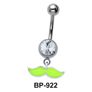 Fluorescent Green Mustache Belly Piercing BP-922