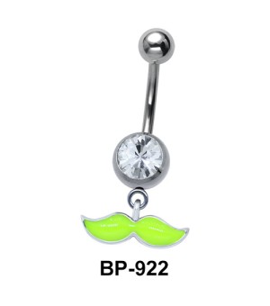 Fluorescent Green Mustache Belly Piercing BP-922