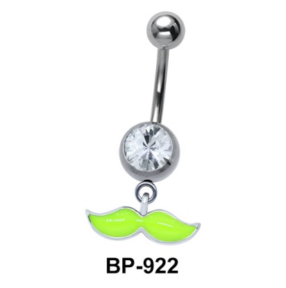 Fluorescent Green Mustache Belly Piercing BP-922