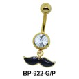 Fluorescent Green Mustache Belly Piercing BP-922