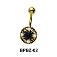 Traditionally Designed Stone Studded Belly Piercing BPBZ-02