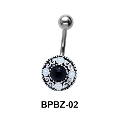 Traditionally Designed Stone Studded Belly Piercing BPBZ-02