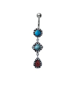 Beautifully Patterned Stone Studded Belly Ring BPBZ-11