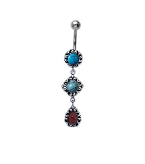 Beautifully Patterned Stone Studded Belly Ring BPBZ-11