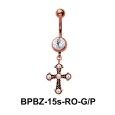 Stone Studded Cross Shaped Belly Piercing BPBZ-15s