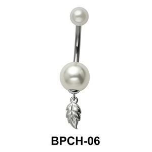 Pearly & Leafy Dangling Belly Piercing BPCH-06