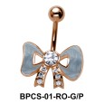 Stone Studded Bow Belly Classic Stone BPCS-01