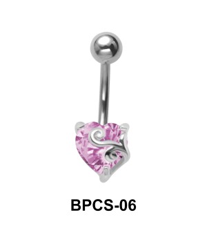 Heart Cut CZ Belly Piercing BPCS-06