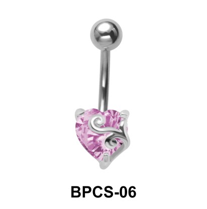 Heart Cut CZ Belly Piercing BPCS-06