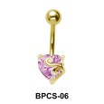 Heart Cut CZ Belly Piercing BPCS-06