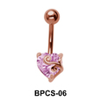 Heart Cut CZ Belly Piercing BPCS-06
