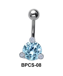 Blue Round Stone Belly Piercing BPCS-08