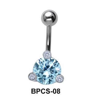 Blue Round Stone Belly Piercing BPCS-08