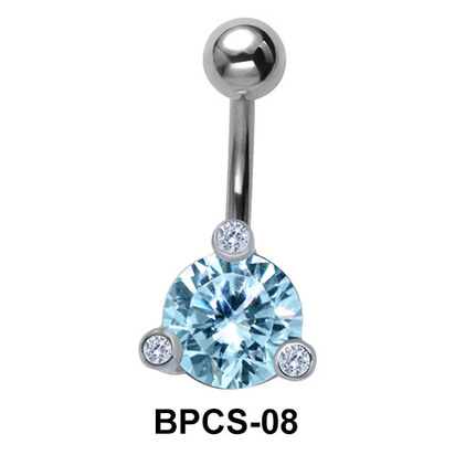 Blue Round Stone Belly Piercing BPCS-08