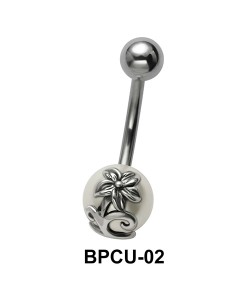  Belly Pearl with Flower Motif BPCU-02