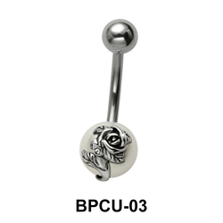Belly Ring Pearl with Rose Motif BPCU-03