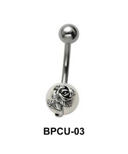 Belly Ring Pearl with Rose Motif BPCU-03