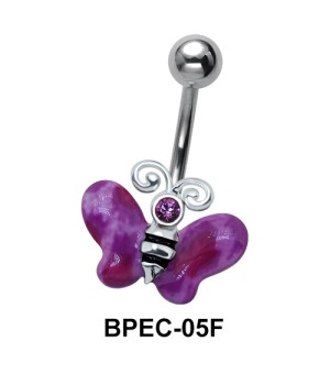 Stone Set Butterfly Belly Piercing BPEC-05F