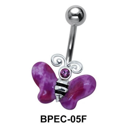 Stone Set Butterfly Belly Piercing BPEC-05F