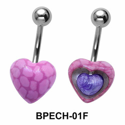Stone Encrusted Heart Belly Piercing BPECH-01F