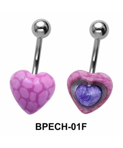 Stone Encrusted Heart Belly Piercing BPECH-01F