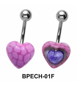 Stone Encrusted Heart Belly Piercing BPECH-01F