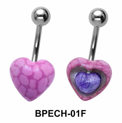 Stone Encrusted Heart Belly Piercing BPECH-01F