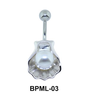 Pearl in Shell Shaped Underwater Belly Ring BPML-03