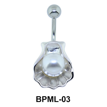 Pearl in Shell Shaped Underwater Belly Ring BPML-03