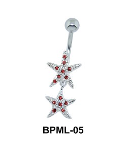 Shining Dual Star Belly Button Ring BPML-05