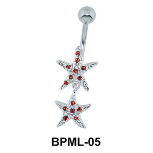 Shining Dual Star Belly Button Ring BPML-05