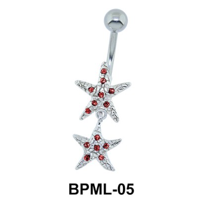 Shining Dual Star Belly Button Ring BPML-05