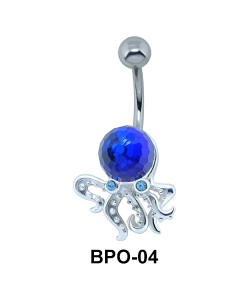 Blue Octopus with Stone Belly Button Ring BPO-04