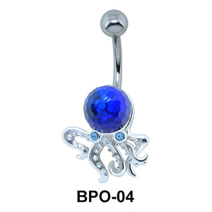 Blue Octopus with Stone Belly Button Ring BPO-04