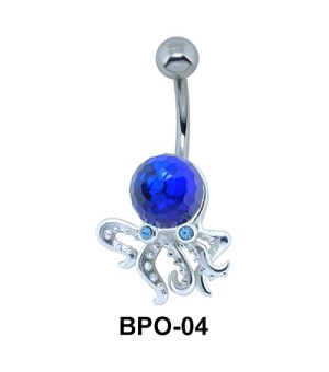 Blue Octopus with Stone Belly Button Ring BPO-04