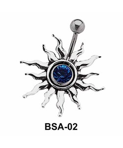 Stone Set Sunrays Belly Piercing BSA-02