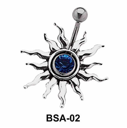 Stone Set Sunrays Belly Piercing BSA-02