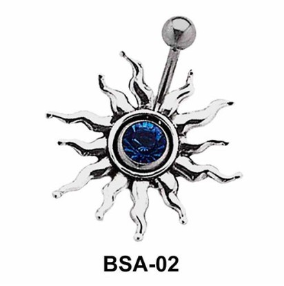 Stone Set Sunrays Belly Piercing BSA-02