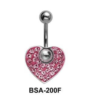 Pink Heart Belly Rainbow Piercing BSA-200F