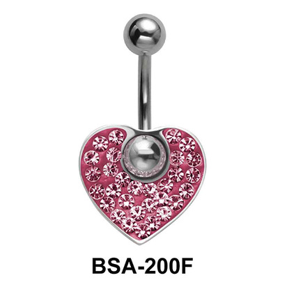Pink Heart Belly Rainbow Piercing BSA-200F