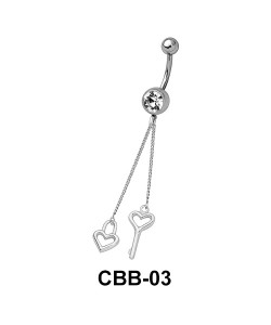 Heartkey with Chain Belly Piercing CBB-03